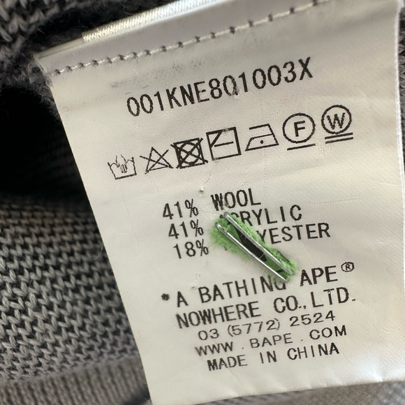 BAPE A Bathing Ape Kanji Logo Knit Sweater Size M - Picture 5 of 6